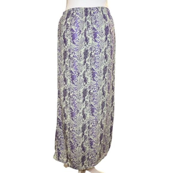 Free People Women's Maxi Skirt Small Multicolor Snake Print‎ Button Front - Picture 3 of 11